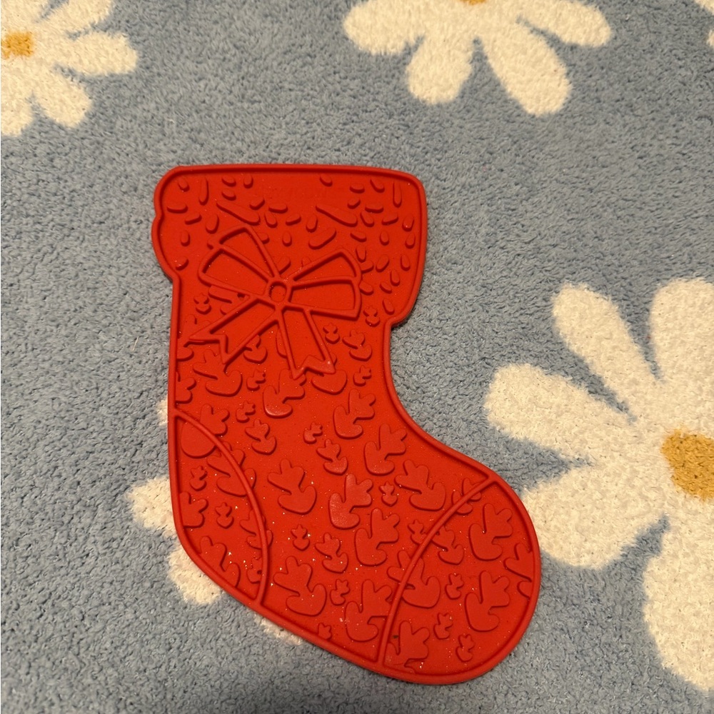 Red Christmas Stocking Licking Enrichment Mat